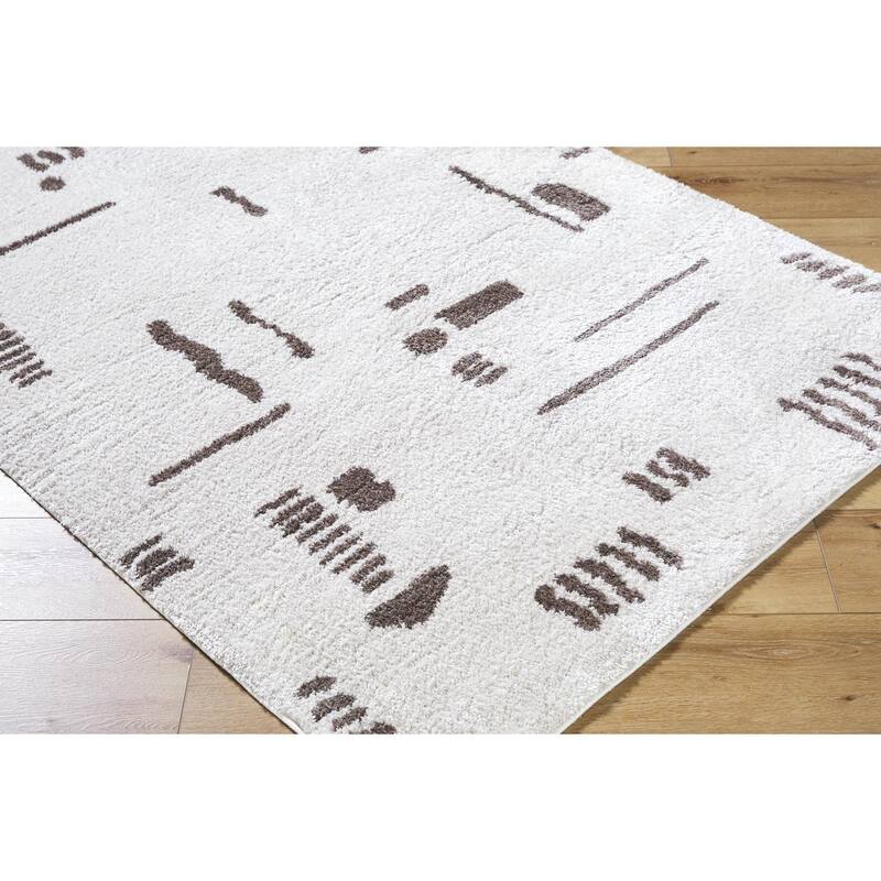 Livabliss Scandinavian Fossay Shag Stripe Washable Area Rug