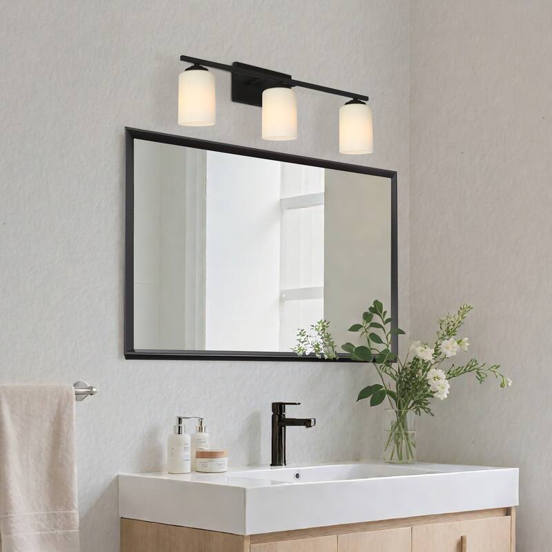 Modern Farmhouse 3-Light ORB Bathroom Vanity Light White Frosted Glass Wall Sconce - L 23" x W 6" x H 7.5"