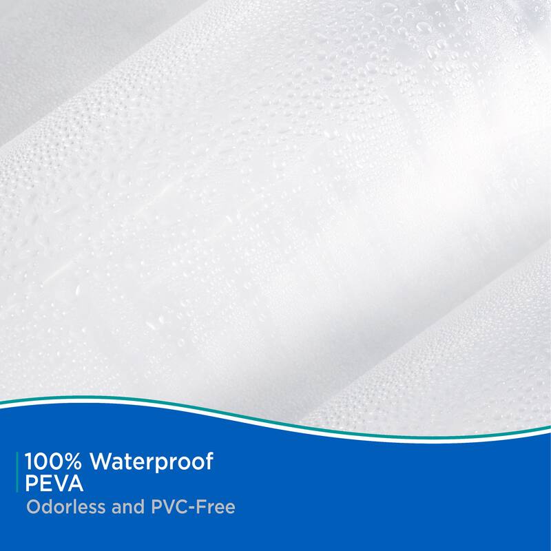 Kenney Medium Weight PEVA Shower Curtain Liner with Pockets, 70" W x 72" H - Clear