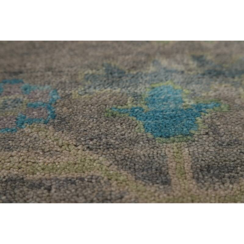 All-Over Grays Oushak Indian Area Rug Hand-Knotted Wool Carpet - 7'11" x 9'11"