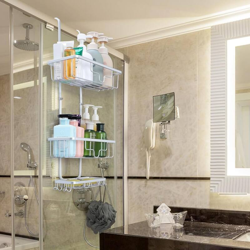 3 Tier Shower Racks with Hooks and Shampoo Soap Razor Holder