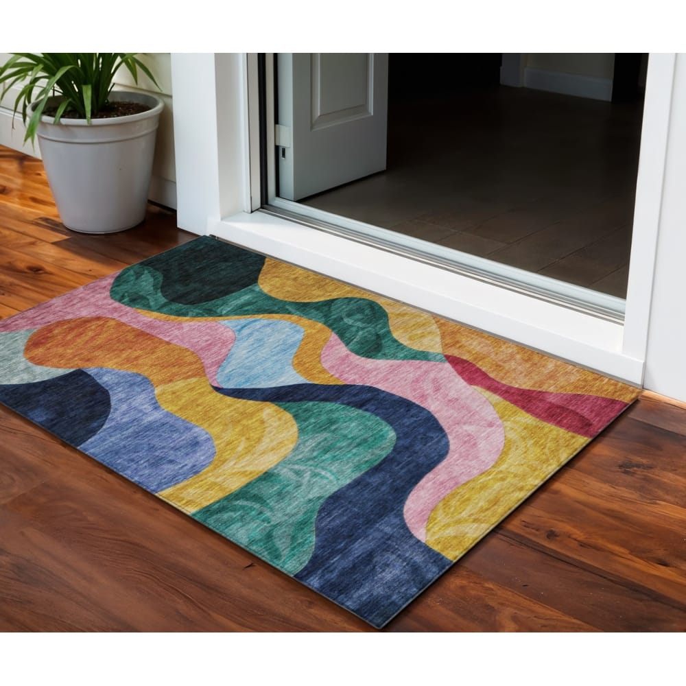 HomeRoots Abstract Transitional Rectangle Outdoor Rug