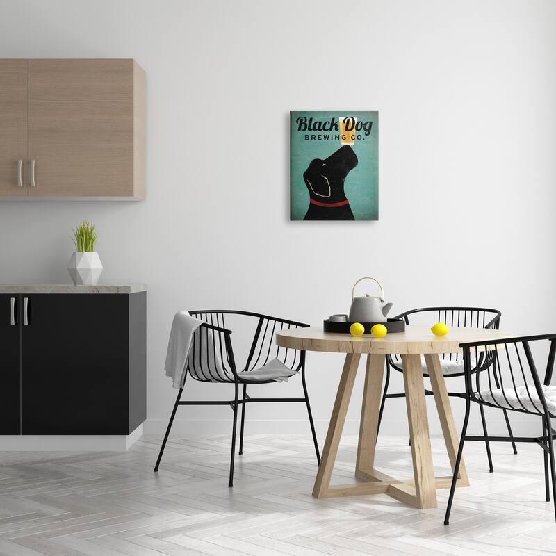 Stupell Black Dog Brewing Antique Beer Sign Stretched Canvas Wall Art, Design by Ryan Fowler