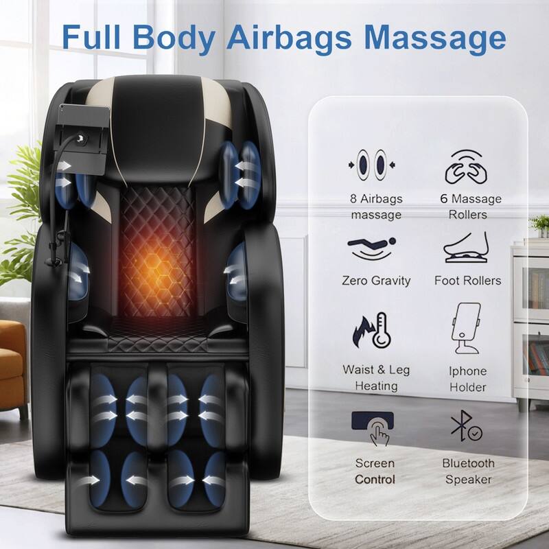 Zero Gravity Massage Chair w/8 Massage Rollers and Full-Body Air Pressure, Living Room Home Spa Recliner
