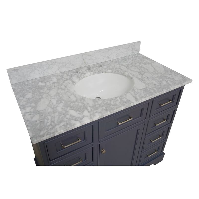 KitchenBathCollection Aria 42" Bathroom Vanity with Carrara Marble Top