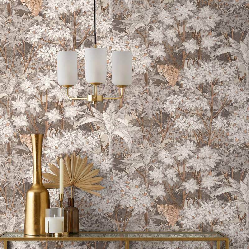 Fine Decor Kamali Neutral Leopard Trees Wallpaper