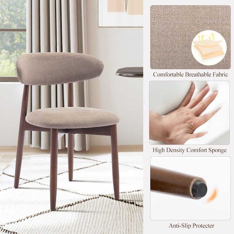 Modern Farmhouse Wooden Dining Chairs (Set of 2/4/6) – Upholstered Fabric Side Chairs with Floor Protectors