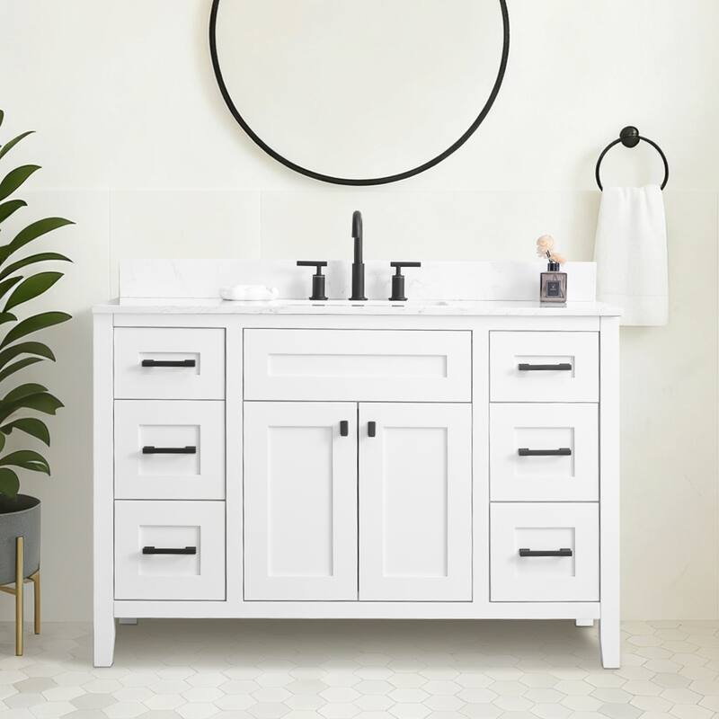 Nephelily 48 inch Bathoom Vanity With Quartz Top, Easy-to-Install