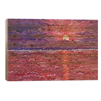 Sunset At The Sea Print On Wood by Tanbelia - Multi-Color