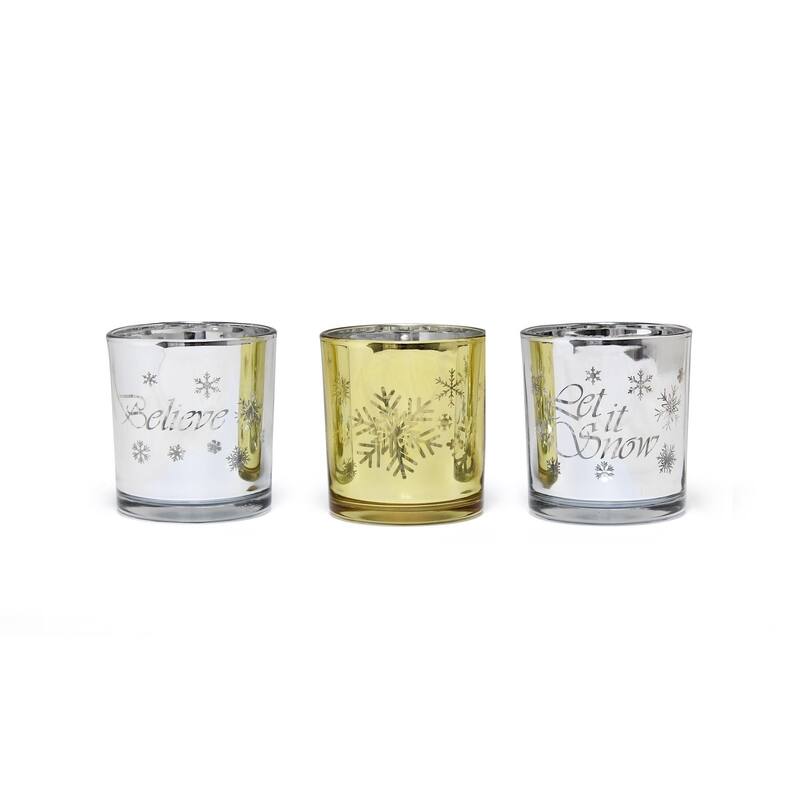 5-Piece Christmas Candle Holder Display Set - 14" - Silver and Gold