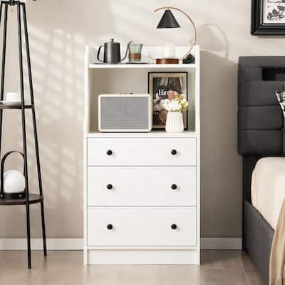 Modern 3 Drawers Dresser Storage Dresser Chest with 2 Shelves
