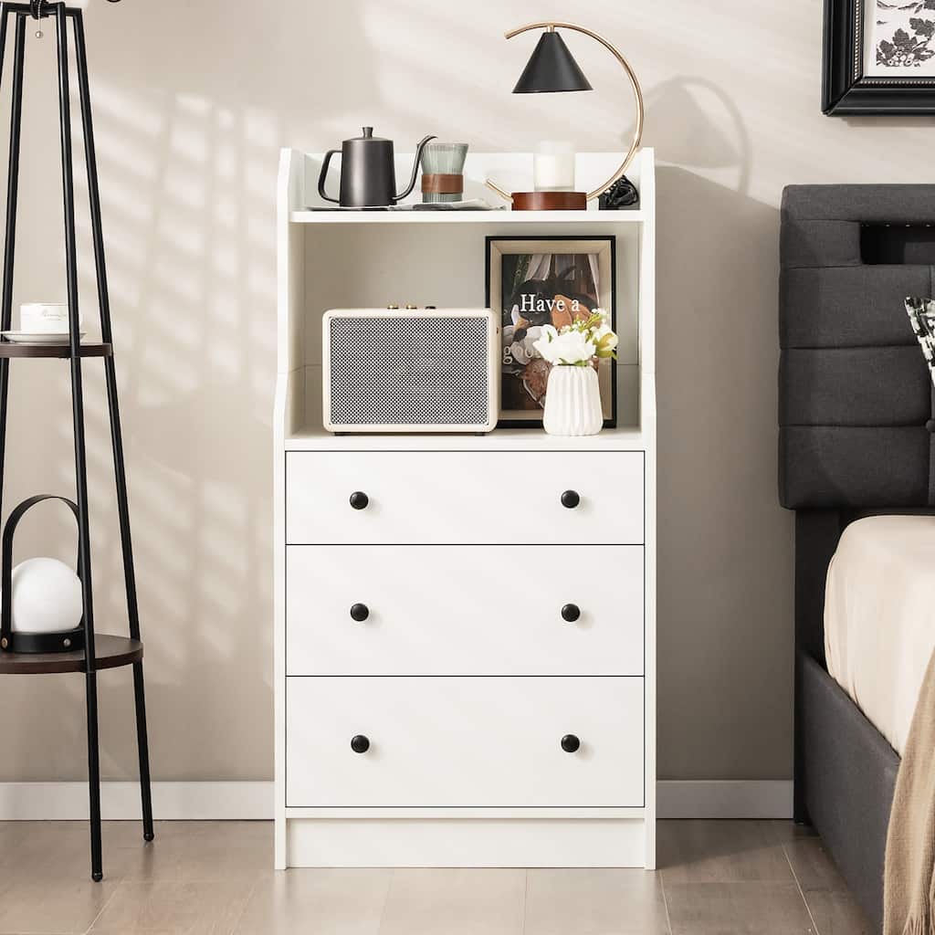 Modern 3 Drawers Dresser Storage Dresser Chest with 2 Shelves