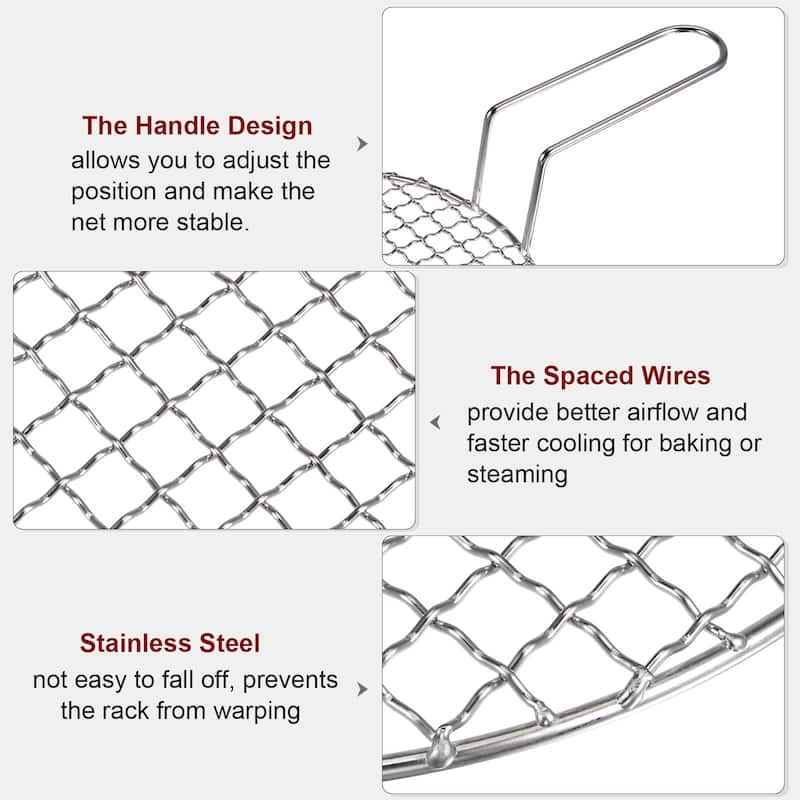 Stainless Steel Grill 13.8" Round Barbecue Mesh Outdoor Grill w Handle - 13.8-inch