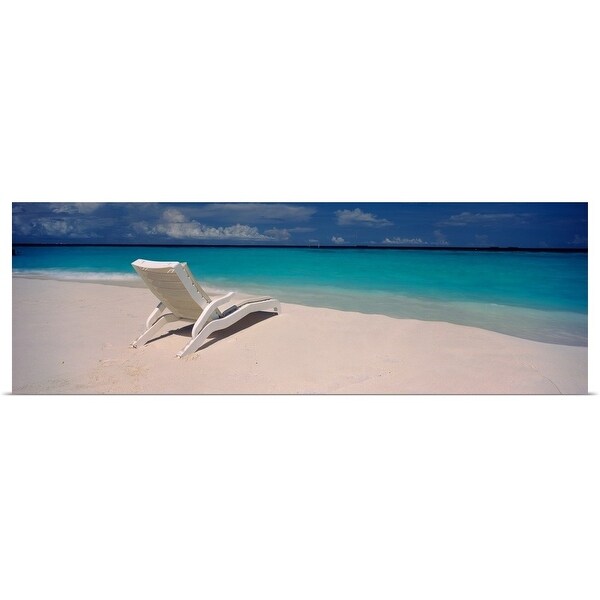 "Lounge chair on the beach, Thulhagiri Island Resort, North Male Atoll, Maldives" Poster Print