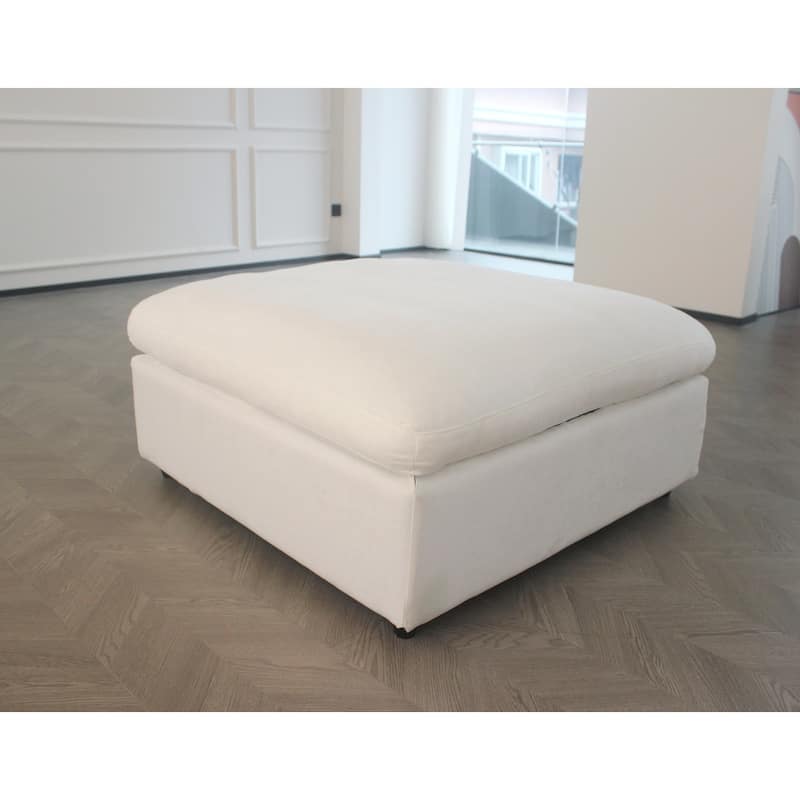 Lesly Free Assembly Sofa Feather Filled Comfort Sofa - 1 Ottoman - White
