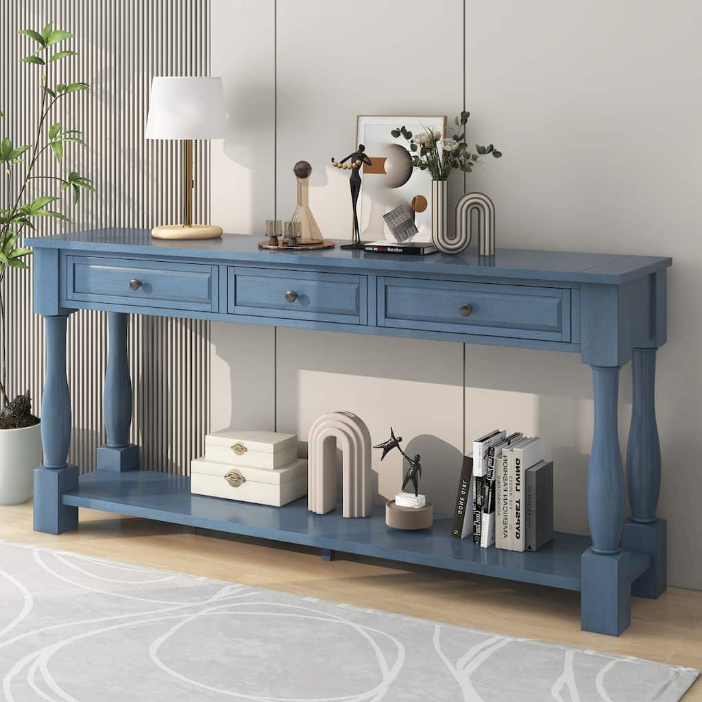 63" L Console Table with 3-Drawers and Shelf