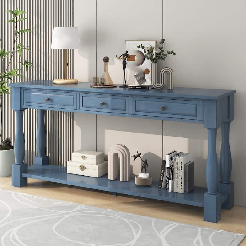 Console Table with Drawers and Shelf