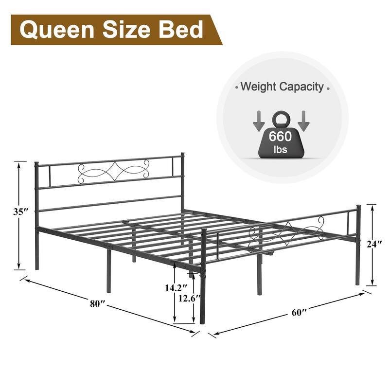 Javlergo Metal Platform Bed Frame with Headboard and Footboard, Under Bed Storage, Mattress Foundation No Box Spring Needed