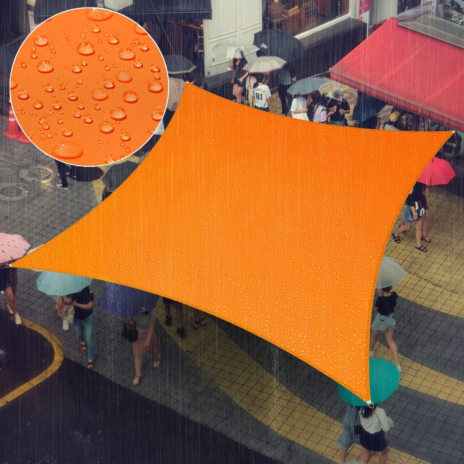 4' x 15' Custom Size Orange Rectangle Waterproof Sun Shade Sail, UPF50+, 98% UV Block, Patio Garden Canopy