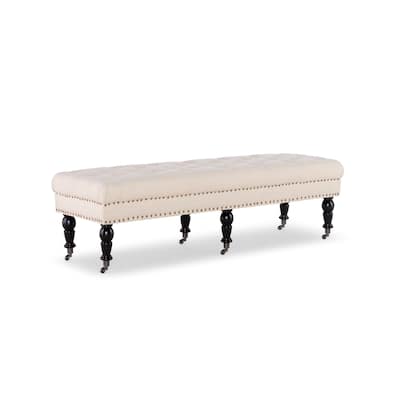 Upholstered Bench with Wheels - 62" - Brown