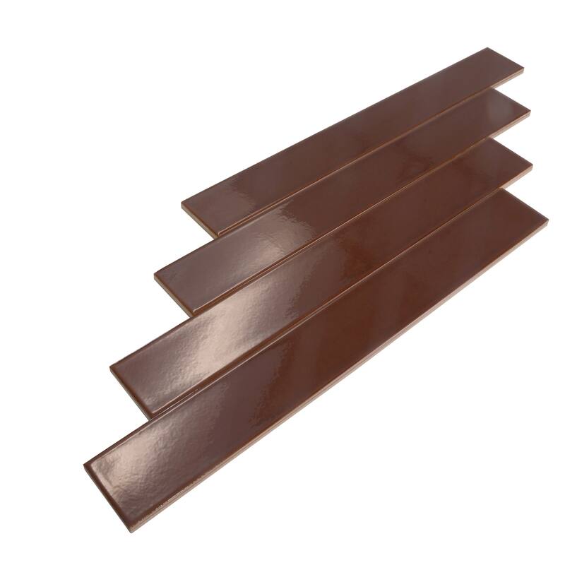 Apollo tile 2" x 16" Horizonte Glossy Caramel Ceramic Tile (10.76 sq ft/case) - 50 Pack