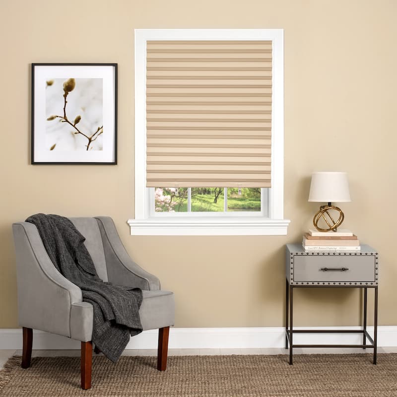 Cordless 1-2-3 Vinyl Room Darkening Pleated Window Shade - Tan - 36x75