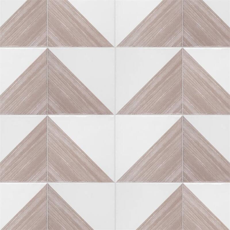 Merola Tile Triangle Rustique Glossy Taupe 6" x 6" Ceramic Wall Tile
