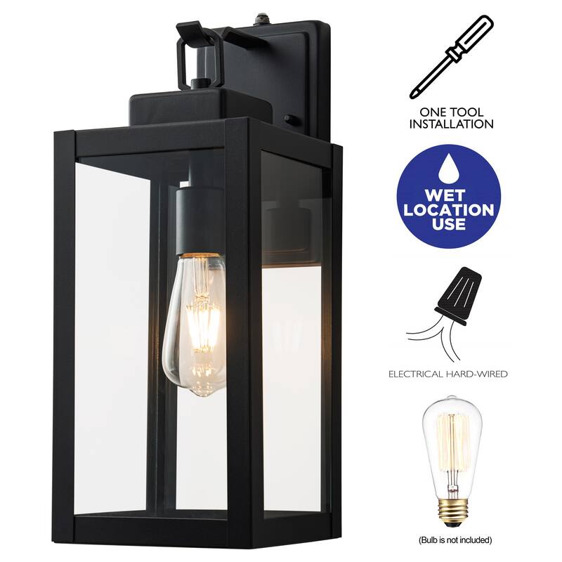 C Cattleya 1-Light Matte Black Dusk to Dawn Outdoor Wall Lantern Sconce