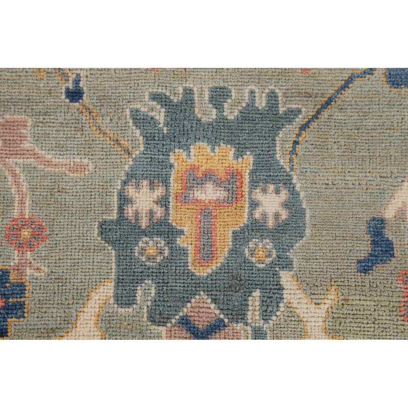 Sage Green Kazak Accent Rug Hand-Knotted Wool Carpet - 3'11" x 5'10"