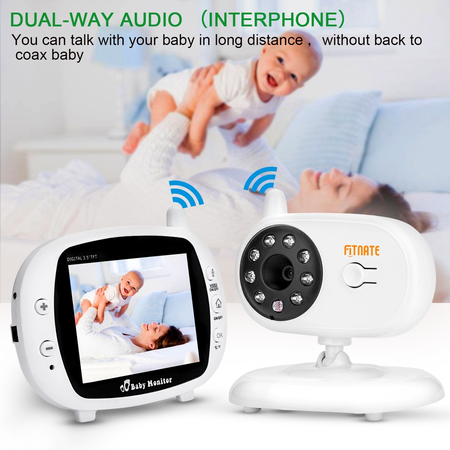 audio baby monitor with temperature