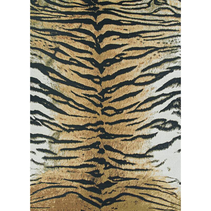 Dream Decor Rugs Gelato Jungle Bengal Indoor Outdoor Area Rug - 2'3" x 7'10" Runner - Black-Beige