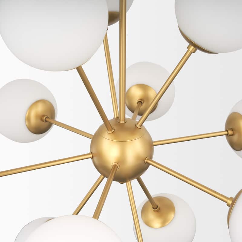 Barbara Brushed Gold Metal w/ Frosted Glass Globes 11-Light Chandelier - 31.5L x 31.5W x 31.5H