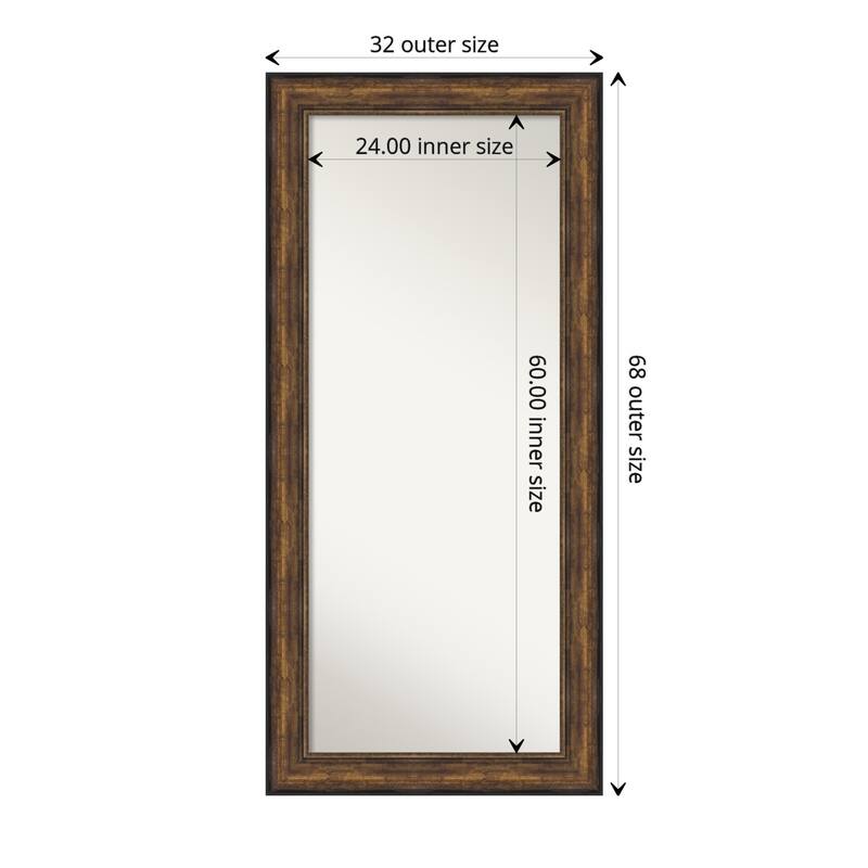 Non-Beveled Wood Full Length Floor Leaner Mirror - Ballroom Bronze Frame - Ballroom Bronze - Glass Size 24 x 60