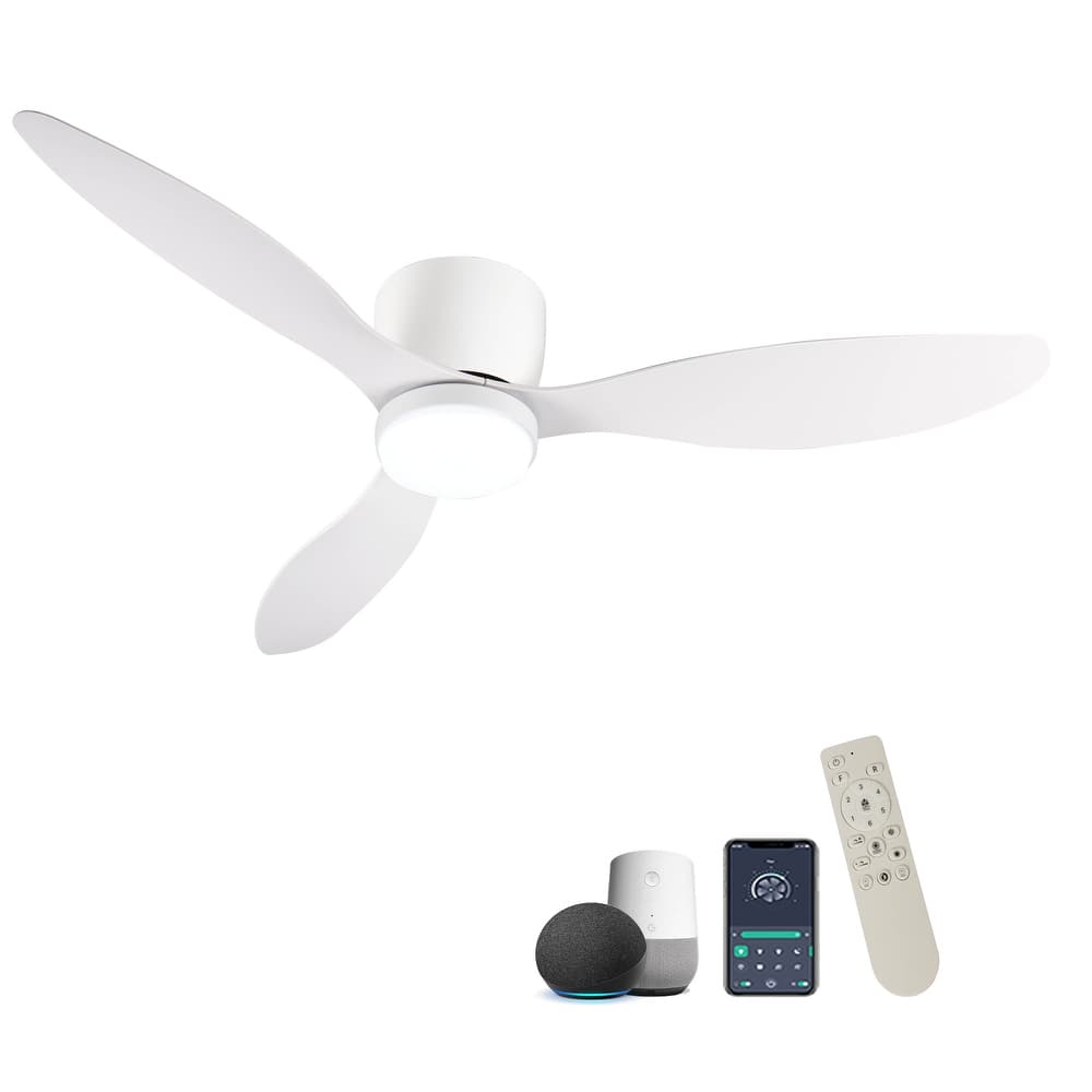 Sofucor 40/42/52 Inch Flush Mount Low Profile Ceiling Fans with Lights and Remote,3 ABS Blades,for Bedroom Patio