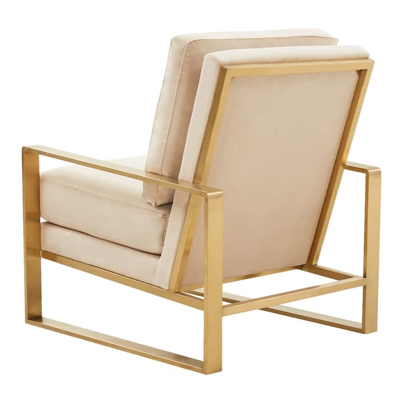 LeisureMod Jefferson Modern Velvet Accent Armchair With Gold Base