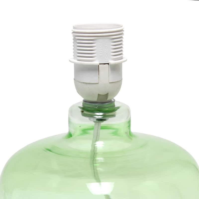 13.75" Modern Round Glass Table Lamp with Fabric Drum Shade for Bedroom or Living Room - 9"L x 9"W x 13.75"H
