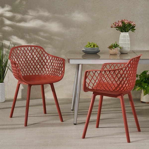 Poppy Outdoor Modern Dining Chair Set of 2 by Christopher Knight