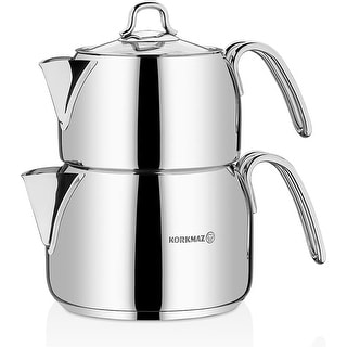Korkmaz Perla 18/10 Stainless Steel Teapot, Induction Compatible 1.8L/3 ...