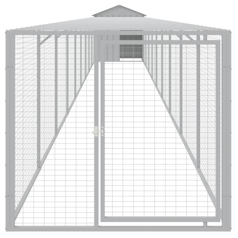 vidaXL Chicken Cage with Run Light Gray/Anthracite multisize Galvanized Steel