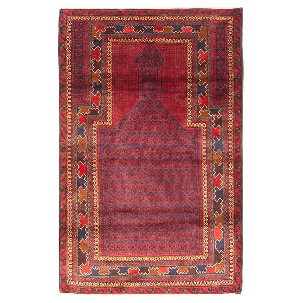 Teimani Burgundy Rug 3'1" x 4'9" - 3'1 x 4'9