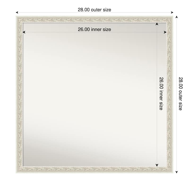 Bethany Non-Beveled Wood Framed Bathroom Vanity Wall Mirror - 28 x 28 in - Bethany Silver