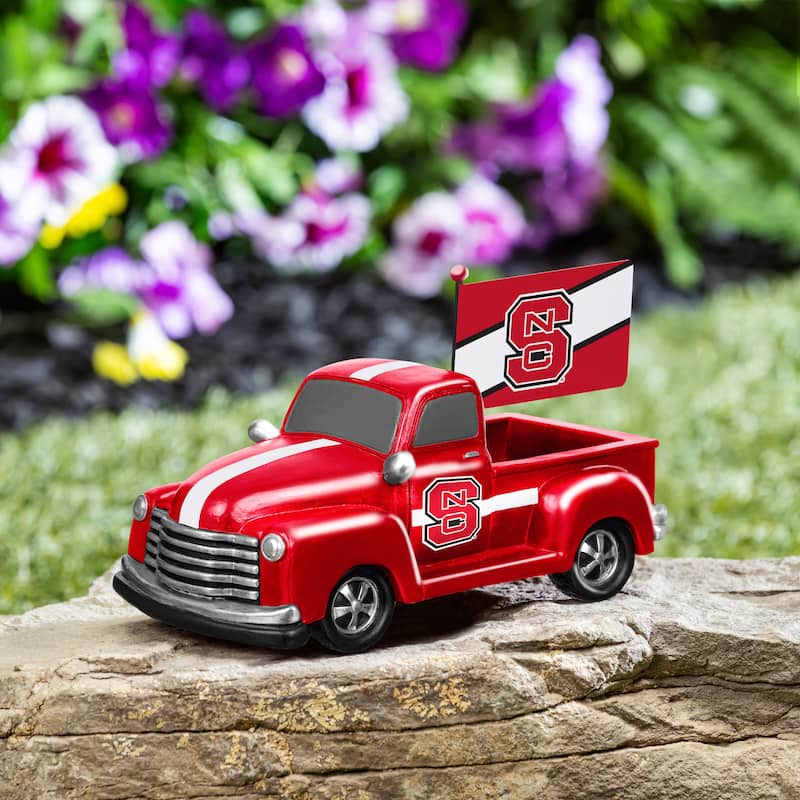 NCAA Rally Truck Garden Statue with Team Flag - North Carolina State
