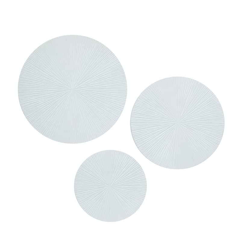 Wooden Plate Carved Radial Wall Decor - Set of 3 Gold, White, Black - CosmoLiving by Cosmopolitan