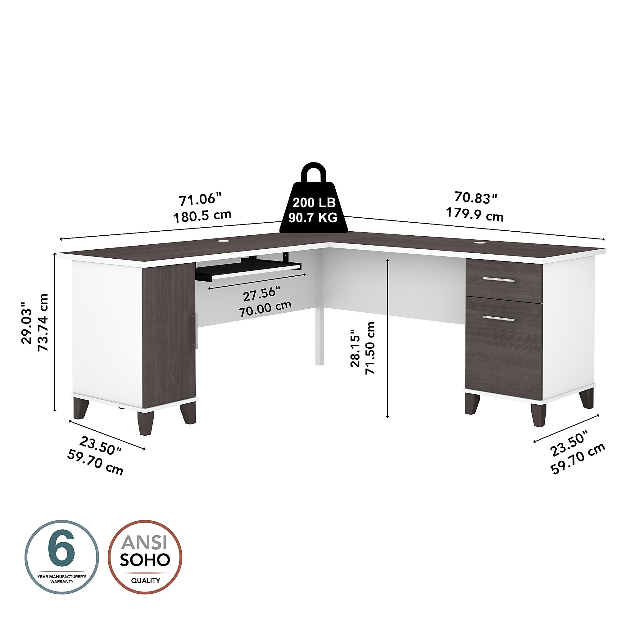 72 inch corner store desk