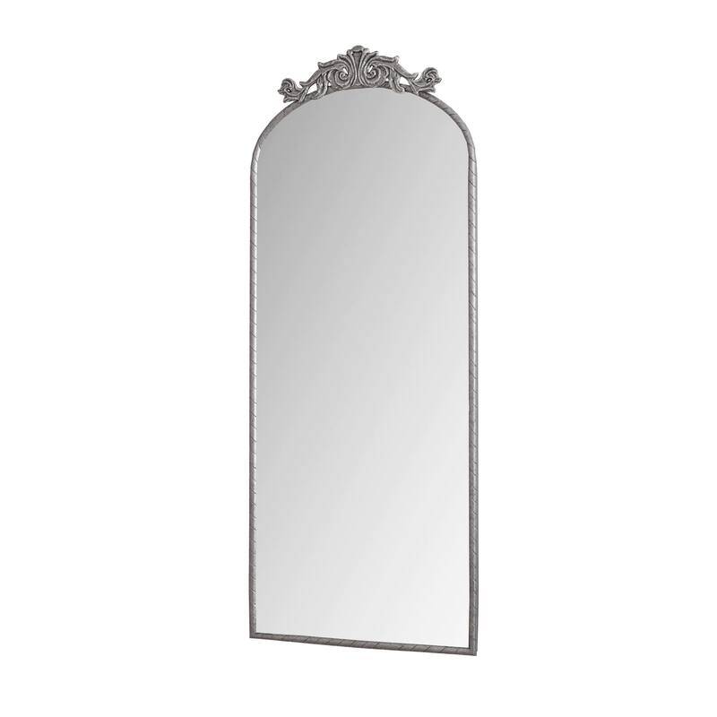 58"x24"Arched Hanging Wall Mounted Mirror with Metal Frame and Hooks