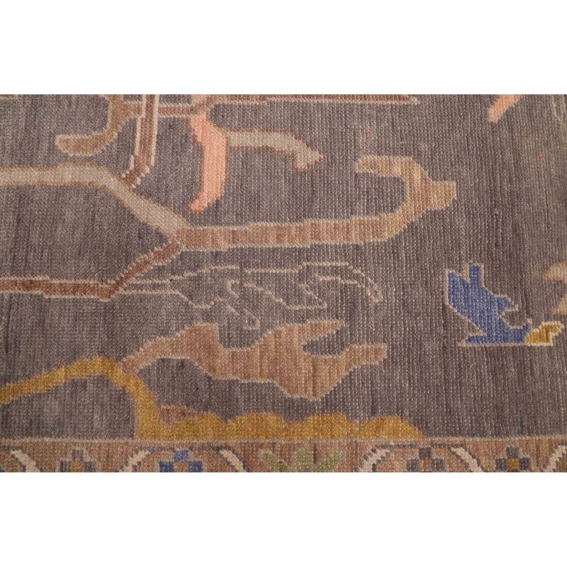 ECARPETGALLERY Hand-knotted Modern Oushak Dark Grey Wool Rug - 8'9 x 11'11