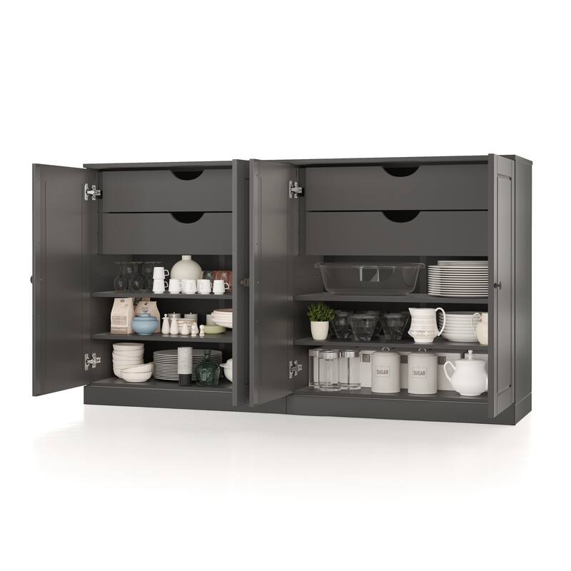 Palace Imports 100% Solid Wood 64" Sideboard with Solid Doors, 4-Drawers and Adjustable Shelves