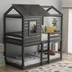 preview thumbnail 2 of 7, Gray Playhouse Inspired Twin-Over-Twin Bunk Bed with Roof, Window, Guardrail, Ladder