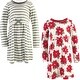 preview thumbnail 2 of 0, Touched by Nature Baby and Toddler Girl Organic Cotton Long-Sleeve Dresses 2pk, Poinsettia 6 Years - Youth Poinsettia Long Sleeve