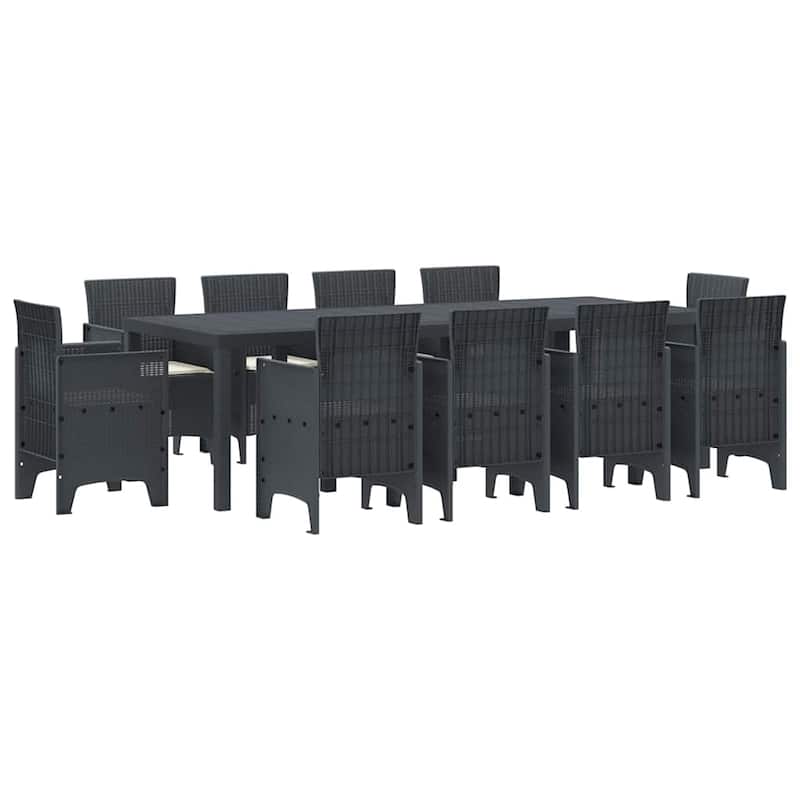 vidaXL Garden Dining Set 9/11 pcs Anthracite/Brown Polt rattan - 250 x 100 x 73 cm